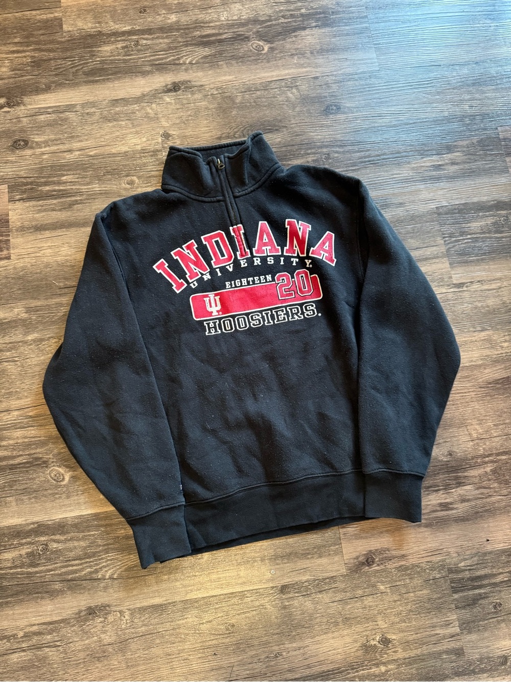 Vintage IU Indiana Hoosiers Jansport Faded Black Quarter 1/4 Zip Size S NCAA